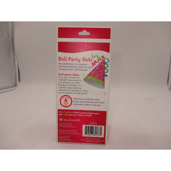 American Girl Crafts 18” Doll Size Party Hats Set Of 4 Party Decor New in the Bo - Picture 6 of 9